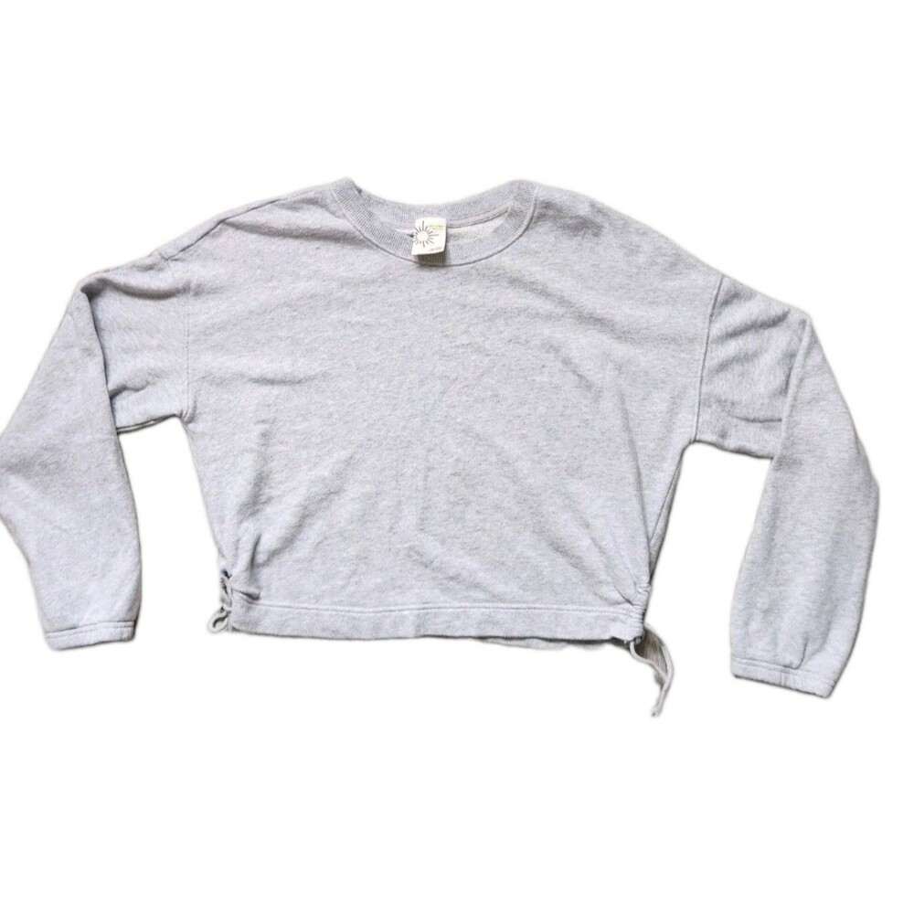 OFFLINE by Aerie Oversized Crop Sweatshirt Gray Drawstring Hem Womens S GUC